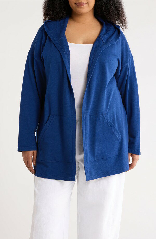 エイリーンフィッシャー レディース アウター ジャケット・ブルゾン フーデッドジャケット プラスサイズ コットン Eileen Fisher Organicotton Hooded Jacket (Plus) DEEP DIVE