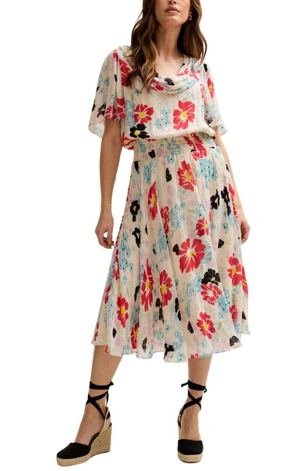 リリーアンドライオネル レディース トップス ワンピース プリント ミディ LILY AND LIONEL Galaxy Cowl Neck Poppy Print Midi Dress Open Miscellaneous