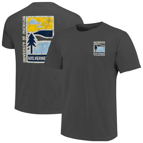 イメージワン メンズ トップス Tシャツ ミニ グラフィック IMAGE ONE Men's Graphite Michigan Wolverines Comfort Colors Minimal Vista Distressed Graphics T-Shirt Graphite グラファイト