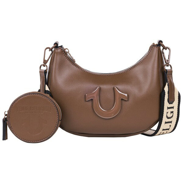 トゥルーレリジョン レディース バッグ ロゴ True Religion Logo Strap Crescent Hobo BROWN ブラウン