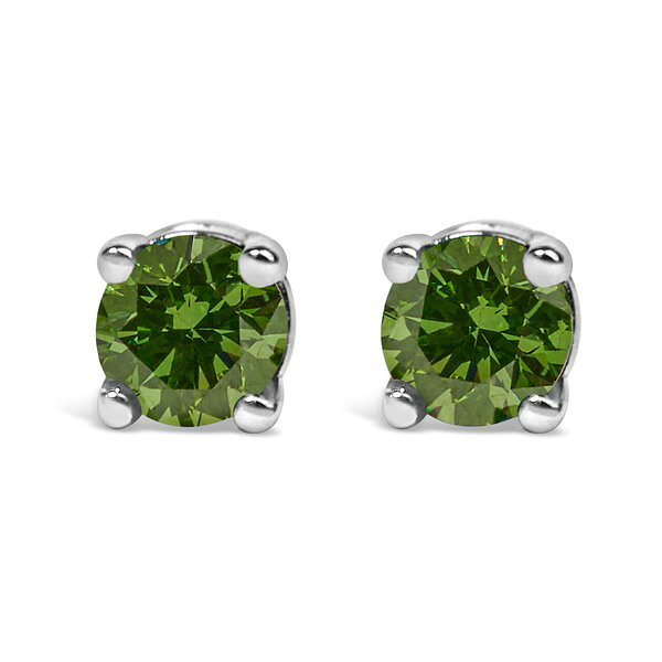 ハウスオブブリリアンス レディース アクセサリー ピアス・イヤリング Haus of Brilliance Silver 1/4 Ct Green Diamond Classic Stud Earrings White ホワイト