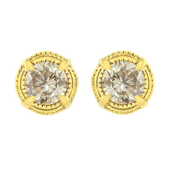 ハウスオブブリリアンス レディース アクセサリー ピアス・イヤリング Haus of Brilliance 14K Yellow Gold Plated Silver 1/4 Ct Diamond Solitaire Milgrain Stud Earrings Yellow イエロー