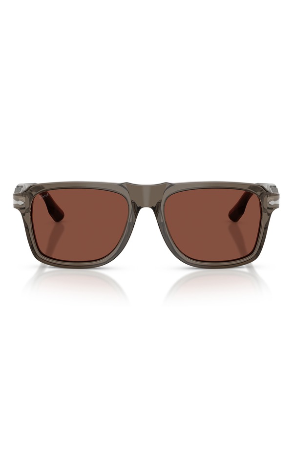 ペルソル メンズ アクセサリー サングラス・アイウェア Persol PO8002S 55mm Rectangle Sunglasses OPAL GREY / RED グレー