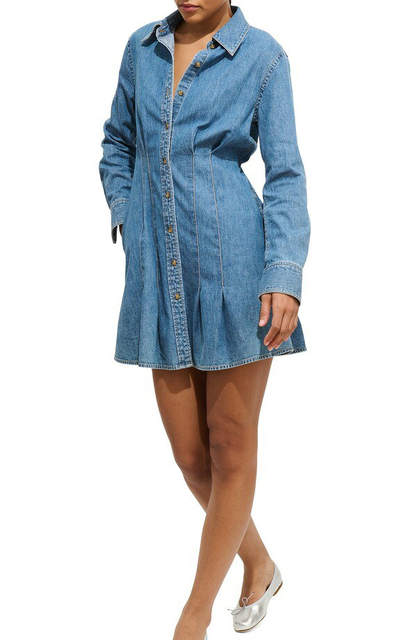 アレックスミル レディース トップス ワンピース シャツ デニム Alex Mill Camille Long Sleeve Denim Shirtdress Medium Wash デニム