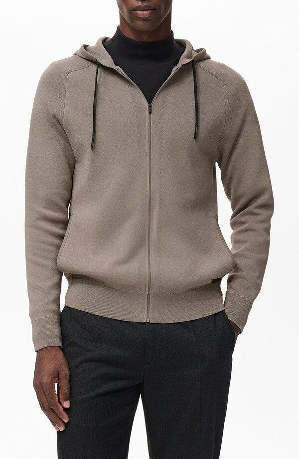 マンゴ メンズ アウター パーカー・スウェット MANGO Theromoregulated Zip-Up Hoodie Medium Brown ブラウン