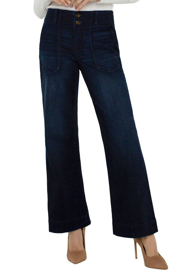 リヴァプール ロサンゼルス レディース ボトムス デニムパンツ プチ ジーンズ Liverpoolos Angeles Hannah Patch Pocket Flare Jeans (Petite Regular) SUMMIT LAKE