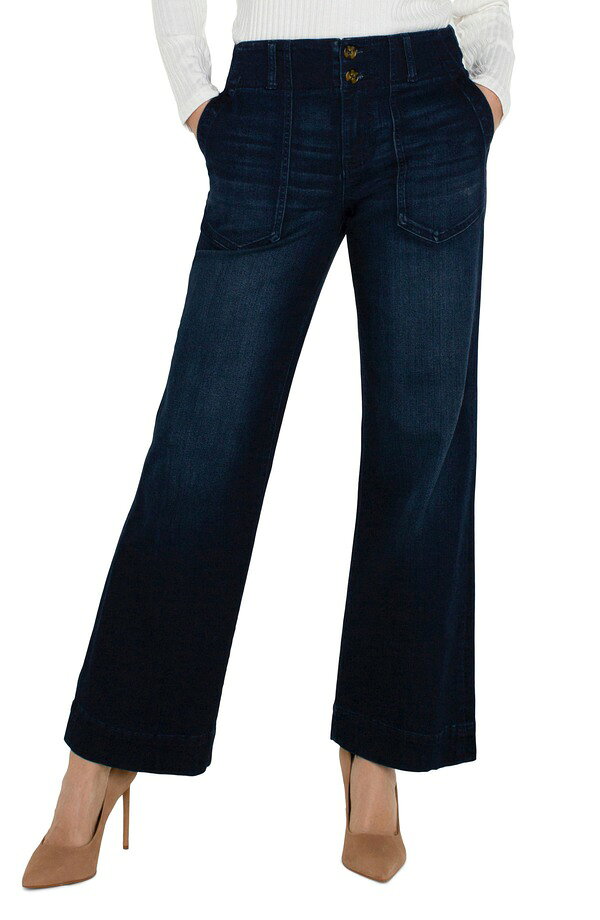 ReVida 楽天市場店のリヴァプール ロサンゼルス レディース ボトムス デニムパンツ プチ ジーンズ Liverpoolos Angeles Hannah Patch Pocket Flare Jeans (Petite Regular) SUMMIT LAKE｜アングル3