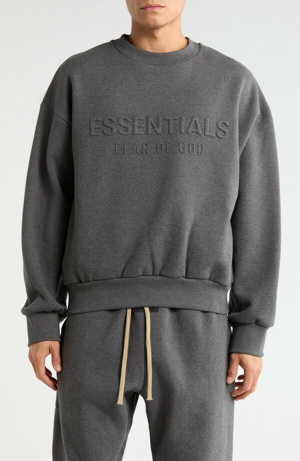 フィアオブゴッド メンズ アウター パーカー・スウェット クルーネック シャツ フリース Fear of God Essentials Classic Fit Fleece Crewneck Sweatshirt Charcoal Heather チャコール