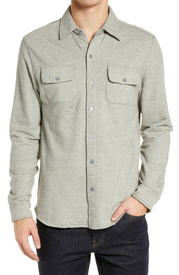 ノーマルブランド メンズ トップス シャツ ニット The Normal Brand Textured Knit Long Sleeve Button-Up Shirt Graphite グラファイト