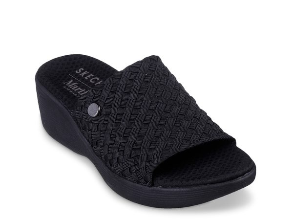  スケッチャーズ レディース サンダル シューズ Pier Lite Bamboo Wedge Sandal Black