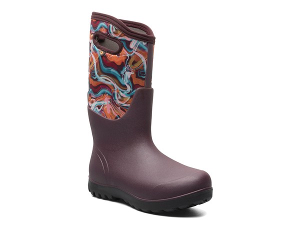 ボグス ブーツ レディース 【送料無料】 ボグス レディース ブーツ・レインブーツ シューズ Neo-Classic Glossy Rain Boot Red Abstract Print