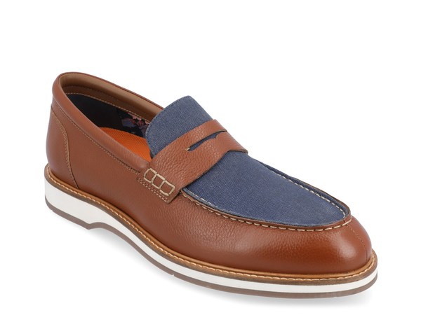 【送料無料】 トーマスアンドバイン メンズ スリッポン・ローファー シューズ Kaufman Loafer Cognac/Dark Blue