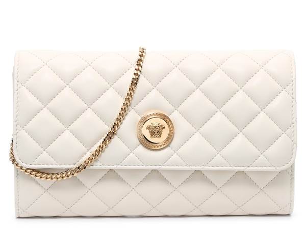 【送料無料】 ヴェルサーチ レディース ショルダーバッグ バッグ Quilted Leather Clutch Off White