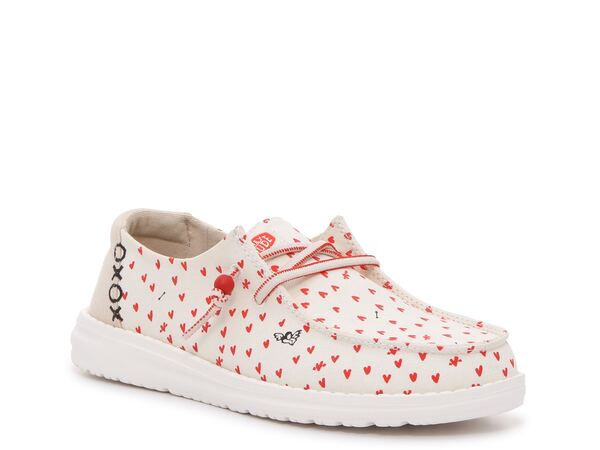  ヘイデュード レディース スニーカー シューズ Wendy Hearts Slip-On Sneaker - Women's White/Red Heart Print