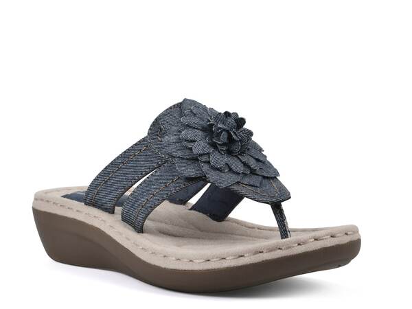  クリフバイホワイトマウンテン レディース サンダル シューズ Cassia Wedge Sandal Blue Denim Fabric