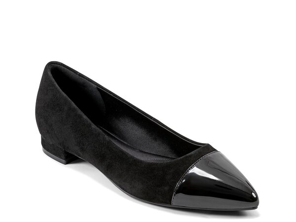  ロックポート レディース パンプス シューズ Kenzie Flat Black Suede/Faux Patent Leather