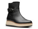 【送料無料】 クラークス レディース ブーツ・レインブーツ シューズ Zylah Rose Wedge Bootie Black Leather