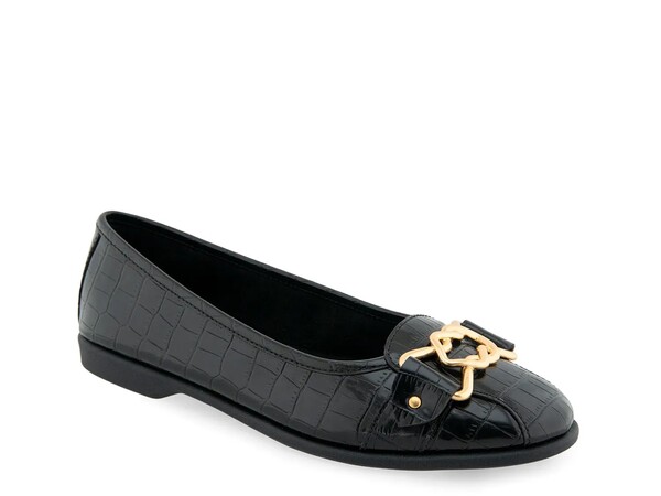륺 ǥ 塼 ѥץ Aerosoles Bia Ballet Flat Black Croc Print ֥å
