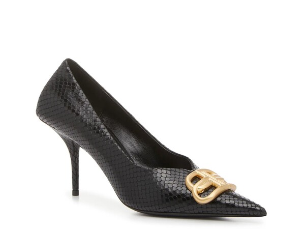バレンシアガ レディース シューズ パンプス Balenciaga Square Knife Pump Black Snake Print ブラック