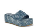 【送料無料】 ゲス レディース サンダル シューズ Bintai Wedge Sandal Blue Denim Fabric