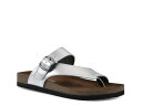 【送料無料】 ホワイトマウンテン レディース サンダル シューズ Carly Nubuck Flat Sandal Silver Metallic Leather