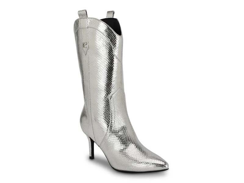 ゲス レディース シューズ ブーツ・レインブーツ Guess Wurlie Western Bootie Silver Metallic Snake ..