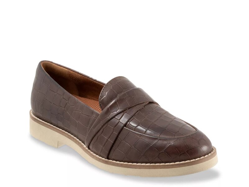 ���եȥ������� ��ǥ����� ���塼�� ����åݥ󡦥����ե��� Softwalk Walsh Loafer Dark Brown Croc Print �֥饦��