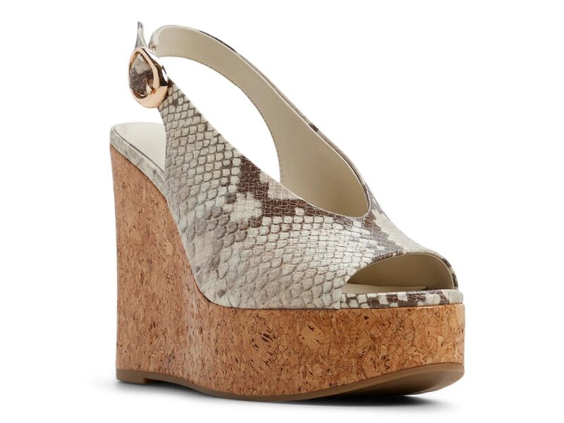 アルド レディース シューズ サンダル Aldo Tatianah Wedge Sandal Brown/Taupe Snake Print ブラウン