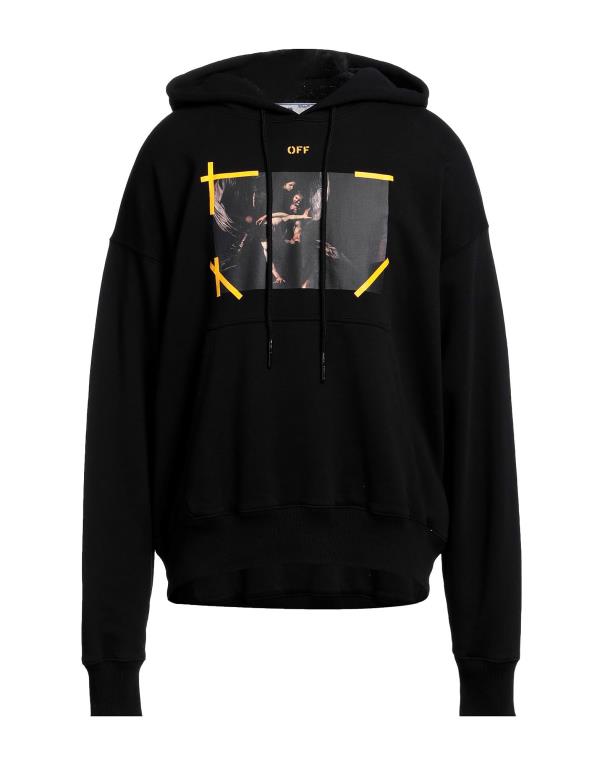  オフホワイト メンズ パーカー・スウェット フーディー アウター Hooded sweatshirt Black