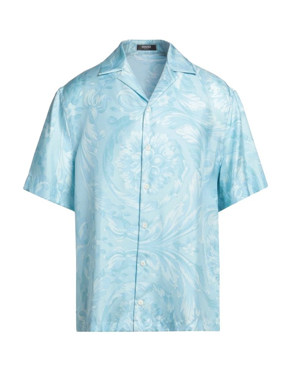 【送料無料】 ヴェルサーチ メンズ シャツ トップス Patterned shirt Light blue
