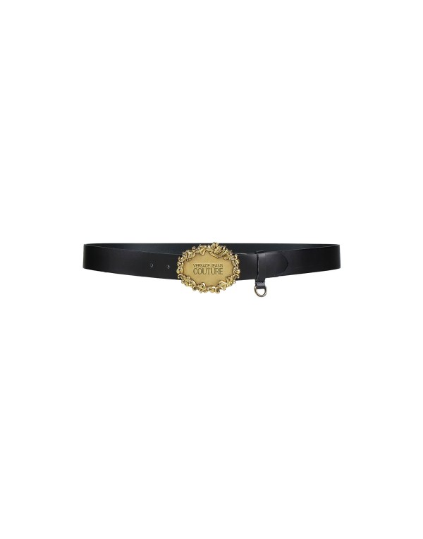 【送料無料】 ヴェルサーチ メンズ ベルト アクセサリー Leather belt Black