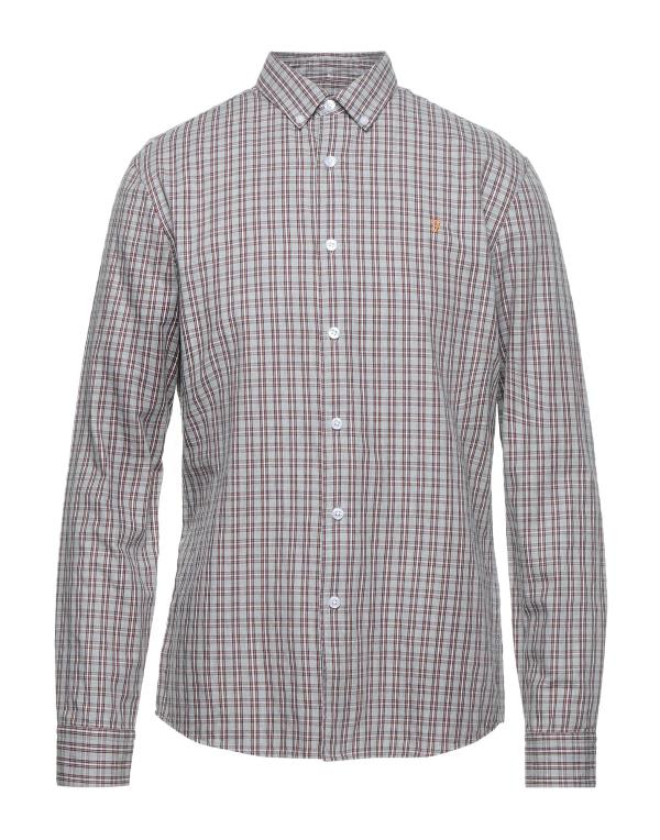 【送料無料】 ファーラー メンズ シャツ トップス Checked shirt Light grey