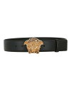 【送料無料】 ヴェルサーチ メンズ ベルト アクセサリー Leather belt Black