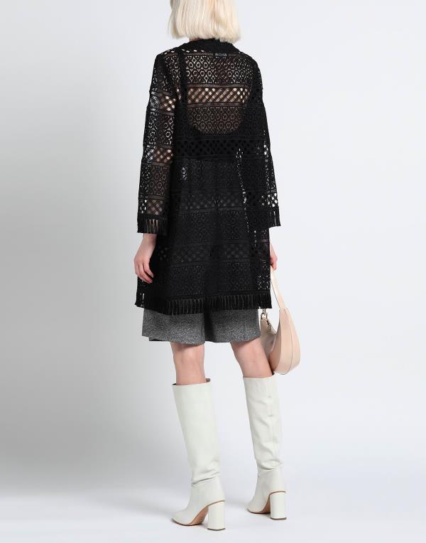 Allegra K レディース フローラルレースシュラッグ フリルイブニングドレス 長袖オープンフロント クロップドカーディガン ブルー L