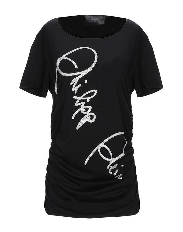 フィリッププレイン レディース トップス Tシャツ PHILIPPLEIN Black ブラック