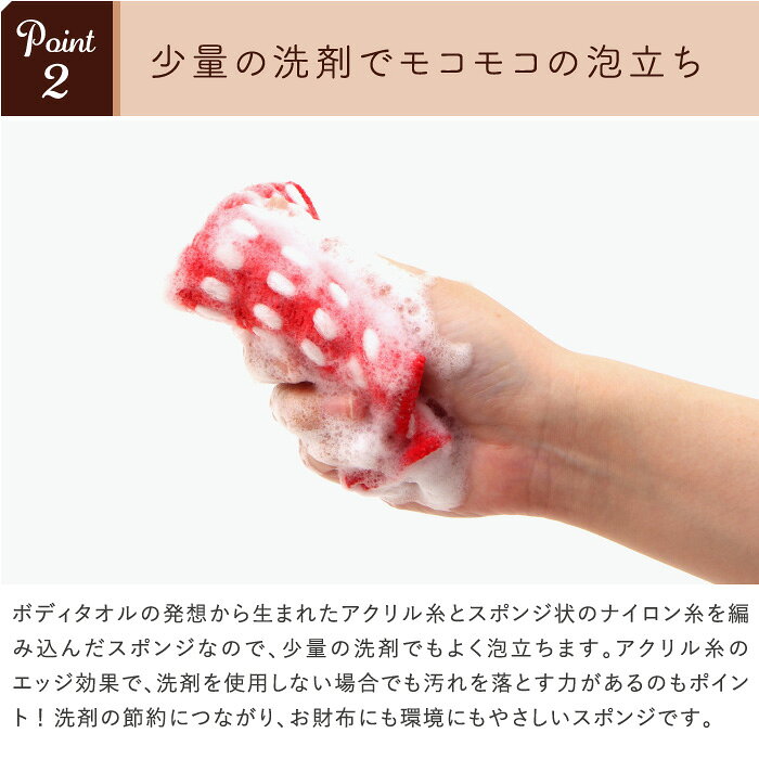 ぽこぽこ毛糸の泡立ちクロススポンジ 2枚セット...の紹介画像3