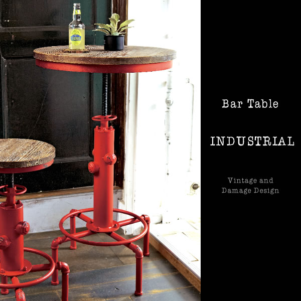テーブル バーテーブル INDUSTRIAL インダストリアル 高さ84〜100cm 幅60cm KNT-A801 bar table