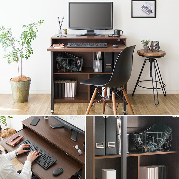 シンプル PC デスクDT-1002 スライダー 省スペース [3]