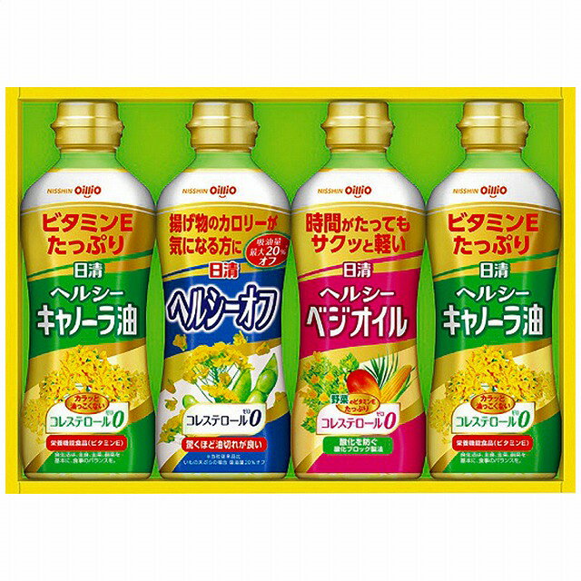 ●セット内容／ヘルシーキャノーラ油2本・ヘルシーベジオイル・ヘルシーオフ各1本・各350g・賞味期間/製造日より常温約750日・［日本製］●箱サイズ／30.6×21.6×5.8cm・60サイズ・1700gヘルシーなバラエティオイルを詰め合わせたギフト。