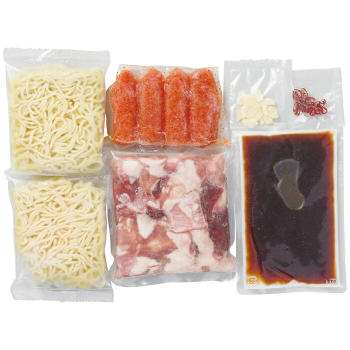 ●セット内容／もつ鍋醤油(牛もつ(牛小腸、牛ハツ、ギアラ)350g・鍋用スープ(濃縮タイプ)200g・にんにく2.5g・唐辛子0.5g各1個・ちゃんぽん麺150g×2個・約1〜2人前)・辛子明太子(無着色)3〜7本(約150g)●箱サイズ／25×20×8.3cm●賞味期間/製造日より冷凍約240日●原産国／日本製●アレルゲン／乳成分・小麦・大豆・豚肉●重量／1398g国産ミックスホルモンを使用したもつ鍋です。野菜や豆腐を入れて煮込むだけで本格もつ鍋をお楽しみいただけます。なんとうれしいやまやの熟成辛子明太子が入って「博多の味」を存分に味わえるセットです。