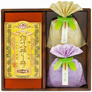 ●セット内容／カステーラ(7切入)1個・ほうじ茶ティーバッグ(2g×2袋)・抹茶入玄米茶ティーバッグ(2g×2袋)各1袋●箱サイズ／23.2×8×20.8cm●原産国／日本製●賞味期間／製造日より常温約90日●アレルゲン／卵・小麦●重量／410g昔ながらの製法でふっくらと焼き上げたカステラと緑茶ティーバッグを詰合せました。