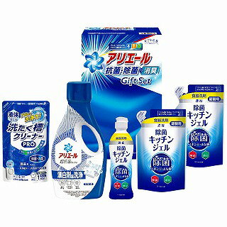 ●セット内容／700gアリエールジェル・200ml除菌キッチンジェル各1本・160ml除菌キッチンジェル(詰替用)2個・200g液体洗たく槽クリーナーPRO 1個●箱サイズ／17.8×27.5×14.5cm●原産国／日本製●重量／1910g抗菌洗剤アリエールと、少量でたくさん洗える濃縮タイプの食器洗剤除菌ジェル、洗たく槽クリーナーのギフトです。
