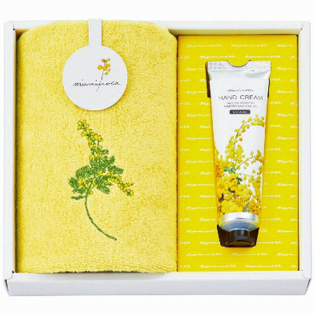 ミアミモザ ウォッシュタオル＆ハンドクリームセット クリーム MMC10250C（クリーム）