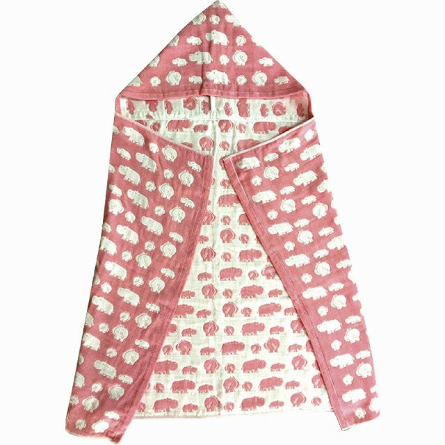 ●6重ガーゼ●ブランド／エレファントインファント●品名／フード付きバスタオル●カラ／ピンク