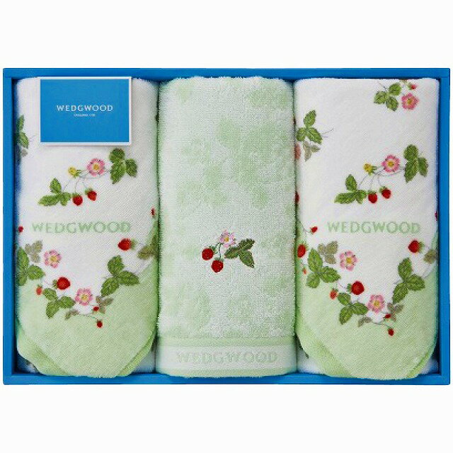ウェッジウッド ワイルドストロベリー フェイスタオル3P グリーン