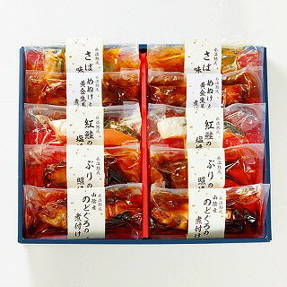 ●セット内容／●めぬけと黄金生姜の煮付け100┣g┫・のどぐろの煮付け85┣g┫・紅鮭の塩焼き60┣g┫×各2、さばの味噌煮・ぶりの照焼き90┣g┫×各2●箱サイズ／41×33×5cm●原産国／日本●重量／1kg簡単調理でお召し上がりいただける煮魚焼き魚のこだわりギフトセットです。