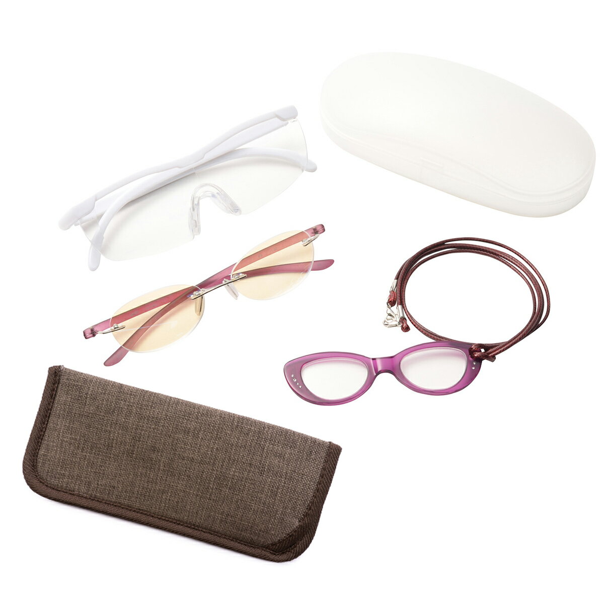 メガネ型ルーペ 使い分けセット ブルーライトカット老眼鏡 ペンダント型ルーペ 拡大鏡 1.6倍 フチなし老眼鏡 ブルーライトカット 紫外線カット ルーペは老眼鏡...