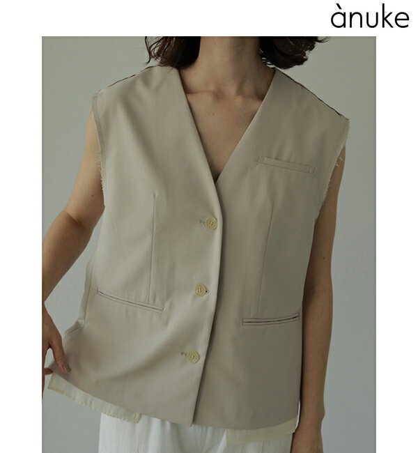 【SALE40%OFF】【土日も即日発送】anuke アンヌーク Cutoff Twill Vest 62410101 カットツイルベスト 新作 キャンセル返品不可