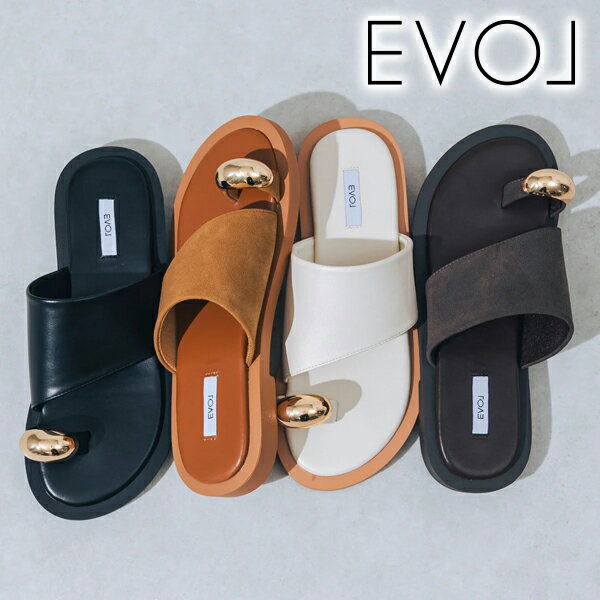 乐天商城 - 【期間限定10%OFF+エントリー＆楽天カードでP4倍】【土日も即日発送】EVOL イーボル メタルリングフラットトングサンダル JA5964 26SS 2026春夏 新作 キャンセル返品不可