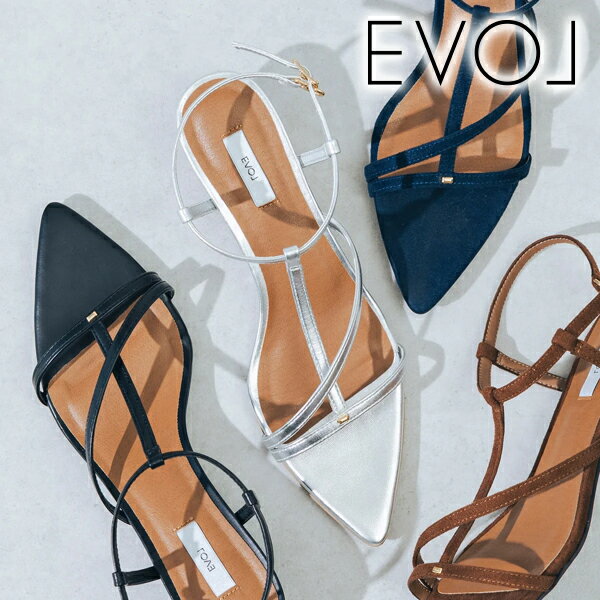 乐天商城 - 【期間限定10%OFF】【即日発送】EVOL イーボル ポインテッド4cmヒールストラップサンダル JA5895 26SS 2026春夏 新作 キャンセル返品不可